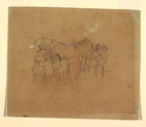 Dessin, canot de sauvetage avec chariot (étude pour "The Wreck", peinture à l