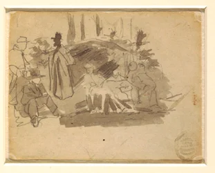 Dessin, camping de soldats, 1862