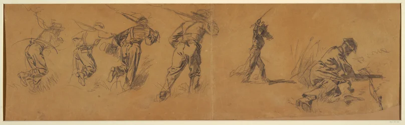 Dessin, études de soldats, 1863-65