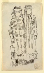Dessin, deux filles, 1879