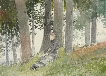 Fille assise dans un bosquet
