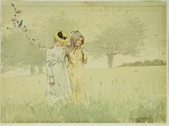Filles se promenant dans un verger, 1879
