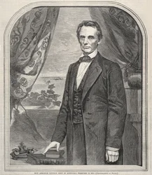 Hon. Abraham Lincoln, né dans le Kentucky, 12 février 1809, 1860