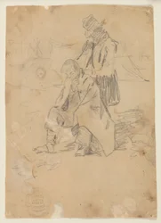 Soldat assis sur une boîte
