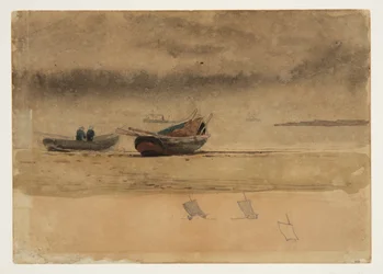 Vue arrière de deux barques, Angleterre