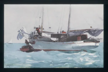 Embarquement de provisions liquides (goélette marquée Newport, K. W.)