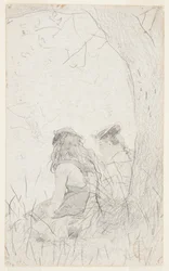 Deux filles assises sur une berge