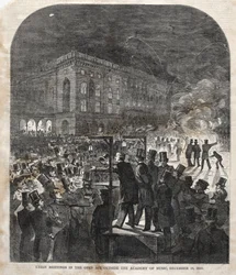 Réunion syndicale en plein air devant l
