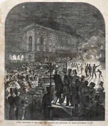 Réunion syndicale en plein air devant l
