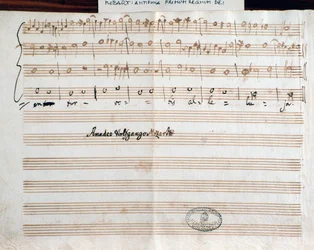Page avec la signature du compositeur de Querite primum regnum Dei par Mozart pour obtenir le titre d