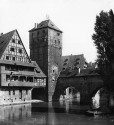 Henkersteg Le Pont du Bourreau, Nuremberg, Bavière, Allemagne, vers 1900