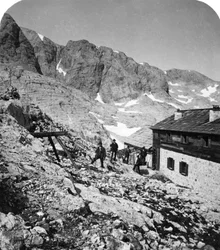 Cabane Simony, Salzkammergut, Autriche, vers 1900