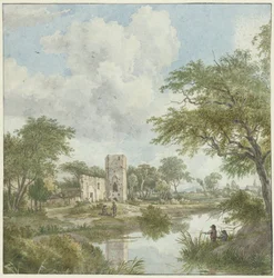 Paysage avec ruines de château