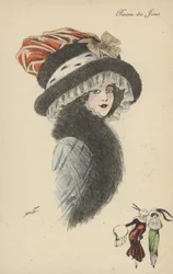 Reine du Jour, jolie fille avec un grand chapeau et une fraise