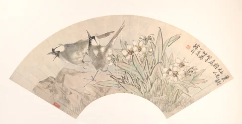 Oiseaux et narcisses, daté 1883
