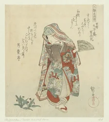 Femme avec des violettes