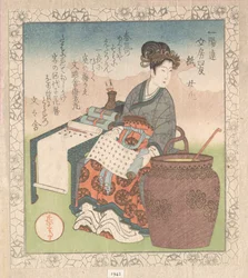 Nuji (japonais : Joki ; assistante qui compila les écrits de sages taoïstes) ; « Papier » (Kami), de Quatre amis de la table d