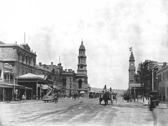 King William Street vers le sud, Adélaïde, Australie, 1895