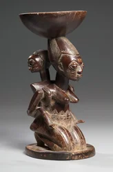 Vase caryatide mère-enfant