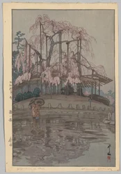 Huit scènes de cerisiers en fleurs : Pluie de printemps
