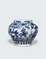 Un pot bleu et blanc exceptionnellement rare et important, Guan