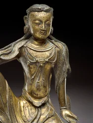 Bodhisattva Avalokitesvara, dynastie Yuan (bronze doré) (détail)