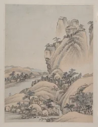 Paysages, daté de 1668 (album de huit peintures ; encre et couleur sur papier)