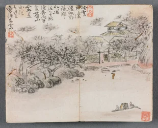 Album miniature avec figures et paysage, Paysage avec deux bateliers, 1822