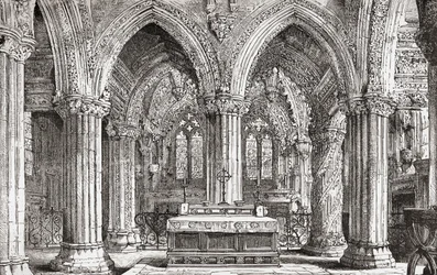 Intérieur de la chapelle de Rosslyn, Roslin, Midlothian, Écosse
