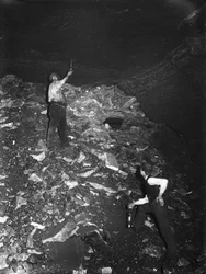 Test de gaz dans une mine de charbon, Ramrod Hall Pit, Staffordshire, vers 1890