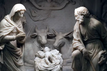 Scène de la Nativité. Sculpture. Église San Donato. Gênes. Italie.