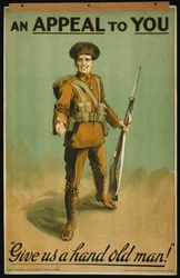Affiche de recrutement "Un appel à vous", Donnez-nous un coup de main vieux! 1915