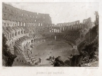 Ruines du Colisée à Rome, vers 1840