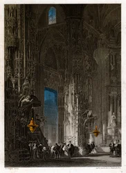 La Cathédrale du Saint Sauveur à Jerez de la Frontera (Xeres). vers 1840