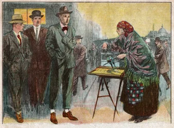 Femme pratiquant la divination au moyen d