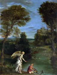 Paysage avec Tobias saisissant le poisson