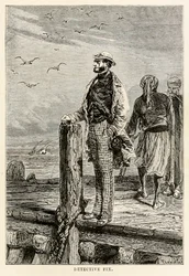 Le détective Fix, extrait du Tour du monde en quatre-vingts jours de Jules Verne (1828-1905), gravé par Louis Dumont (né en 1822), 1873