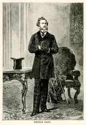 Phileas Fogg, de Le Tour du monde en quatre-vingts jours de Jules Verne (1828-1905), gravé par Louis Dumont (né en 1822), 1873