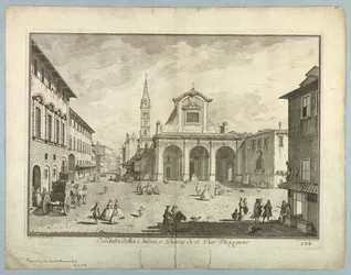 Vue de Florence, planche de "Scelta di XXIV Vedute delle principali contrade, piazze, chiese, e palazzi della Città di Firenze"