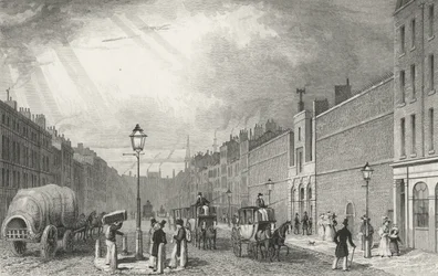 Farringdon Street et la prison de Fleet, 1830