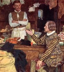 Shakespeare appelle à une épicerie à Bucklersbury pour discuter avec John Sadler, un apprenti de Stratford
