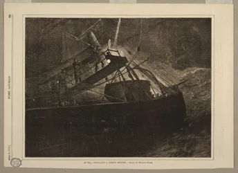 En mer, signalant un vapeur passant