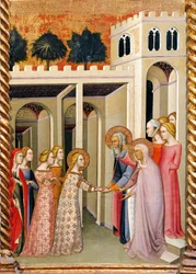 Vierge Marie avec Saint Joachim et Sainte Anne, (détail) du Retable montrant les Histoires de la Vierge par Bartolo di Fredi (1330-1410)
