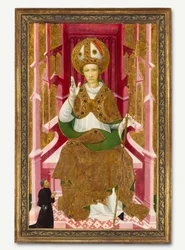 Un saint évêque avec un donneur (Saint Louis de Toulouse )