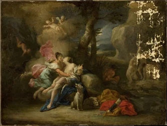 Jove déguisé en Diane embrasse la nymphe Callisto