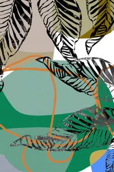 Feuilles noires abstraites avec touches de couleur n° 2