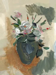 Nature morte florale de style pictural