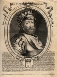 Portrait de Childéric Ier, roi des Francs Saliens (436-481) - Childéric Ier roi des Francs Saliens - gravure tirée de 