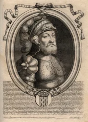 Portrait de Dagobert, roi des Francs de 628 à 638 - Dagobert (605-39) roi des Francs - gravure tirée de 