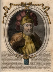 Portrait de Hugues I Capet (ca. 941 - 996), Duc de France puis Roi de France - Gravure de 